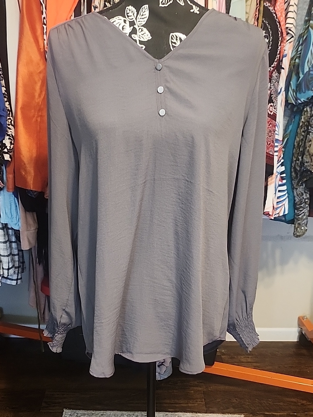 Maurices Light Slate Gray Henley Top
